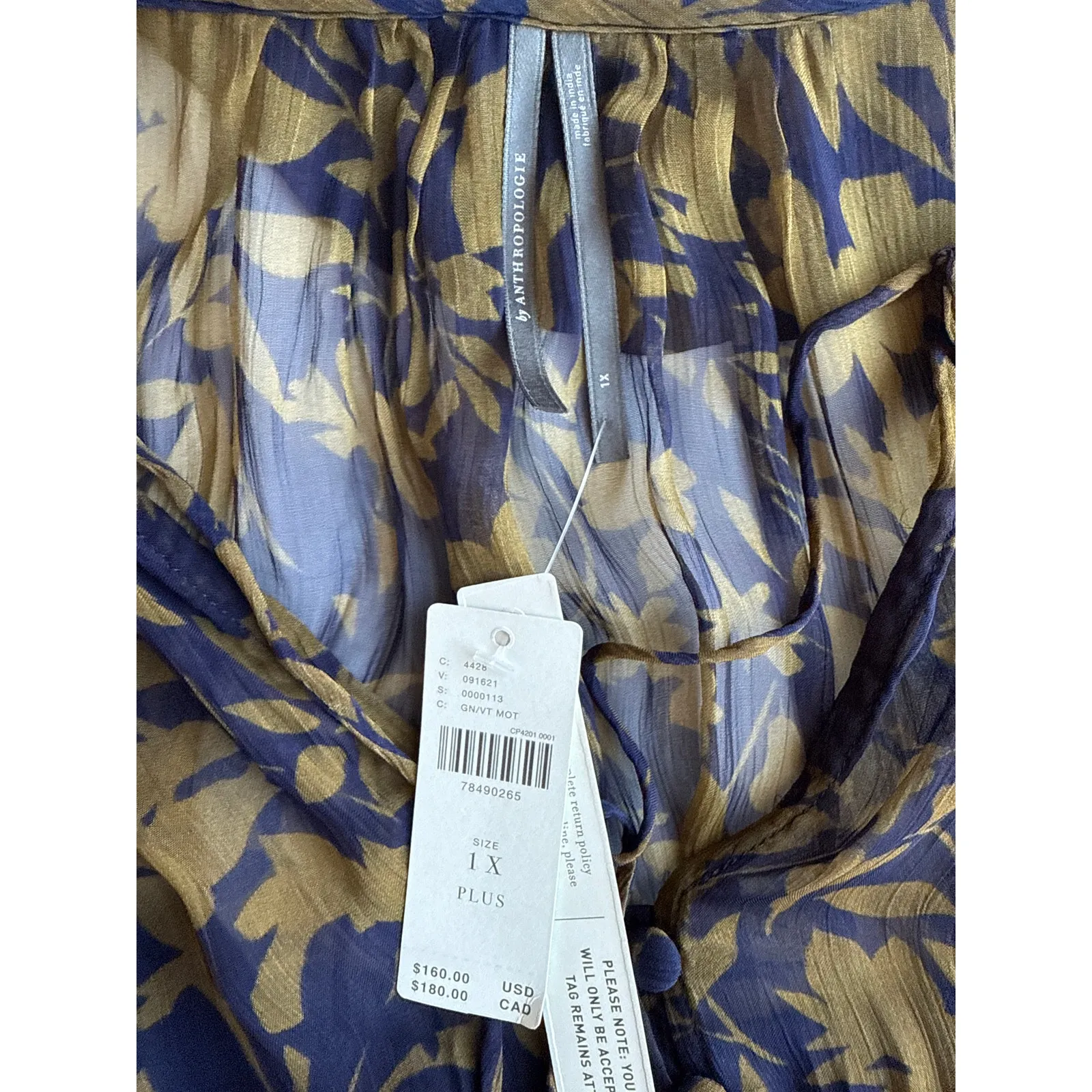 Anthropologie NWT The Marais Chiffon Mini Dress Women’s Size 1X Green Printed - Image 6