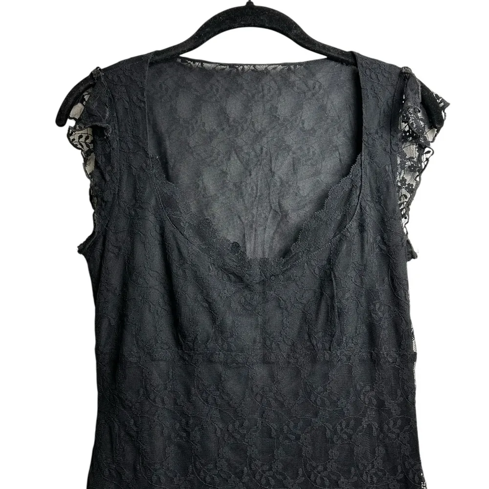 Vintage Babydoll Y2K Dress Black Lace Semi Sheer WhimsiGoth Size Small - Image 2