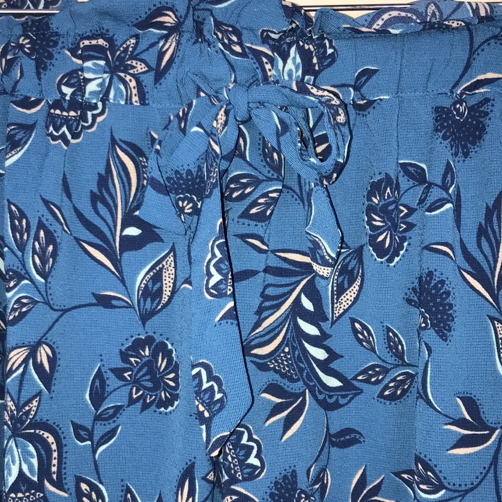 Lane Bryant Women’s Floral Print Teal Blue Drawstring Tie Waist Mini Skirt - Image 2