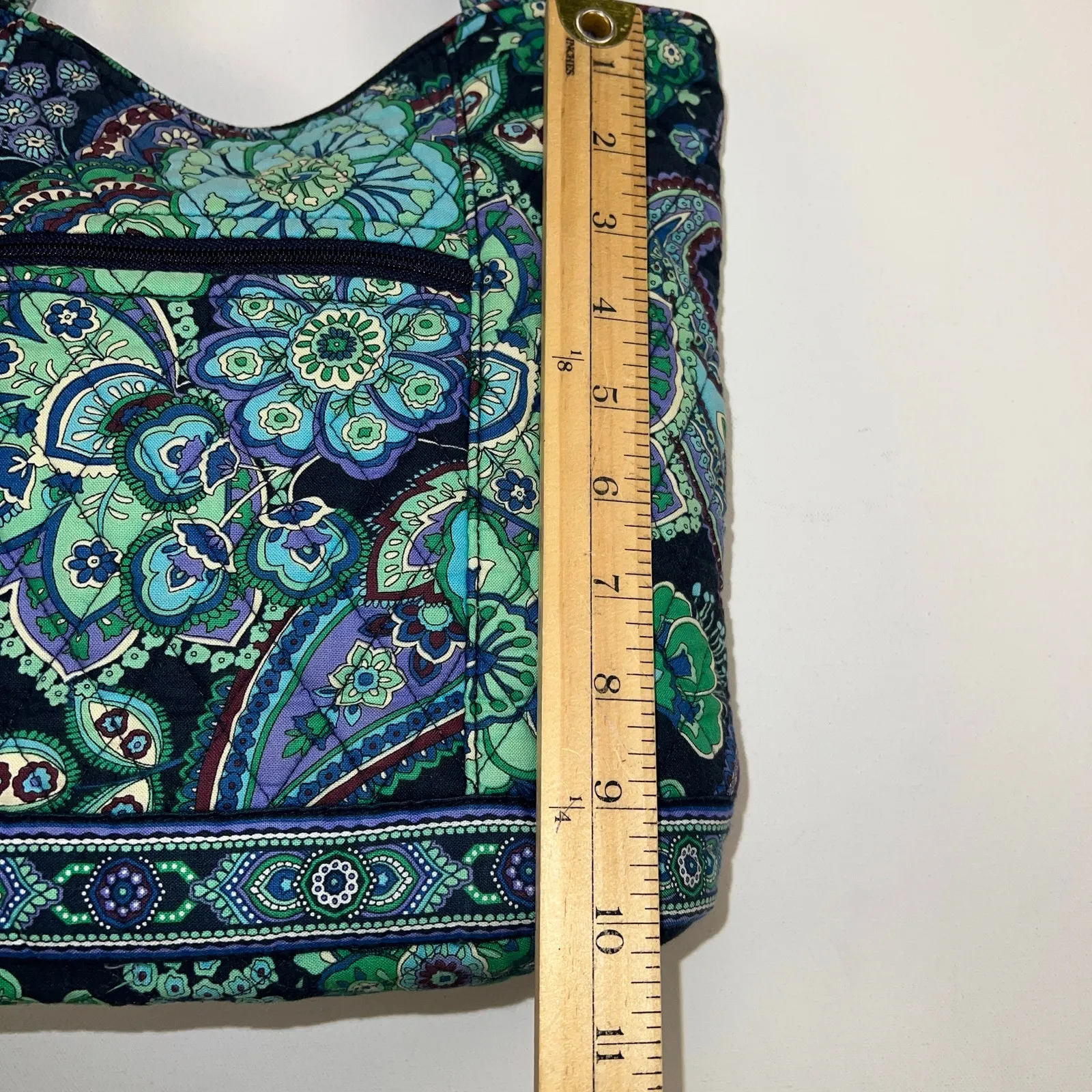 Vera Bradley Rare Rhapsody Paisley Quilted Shoulder Bag Purse Green Blue Purple - Image 4