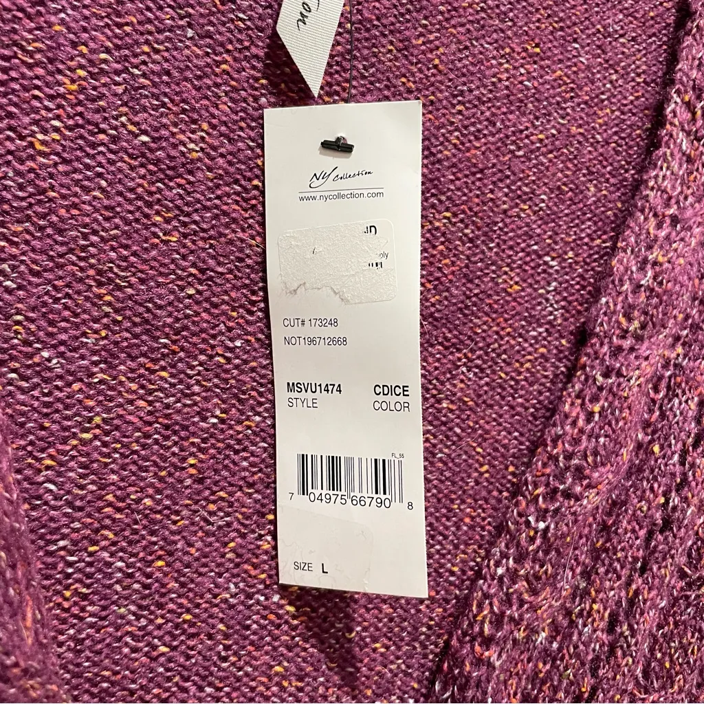 NY Collection Purple Cable Knit Asymmetrical Hem Sweater Women’s Size Large NWT - Image 7