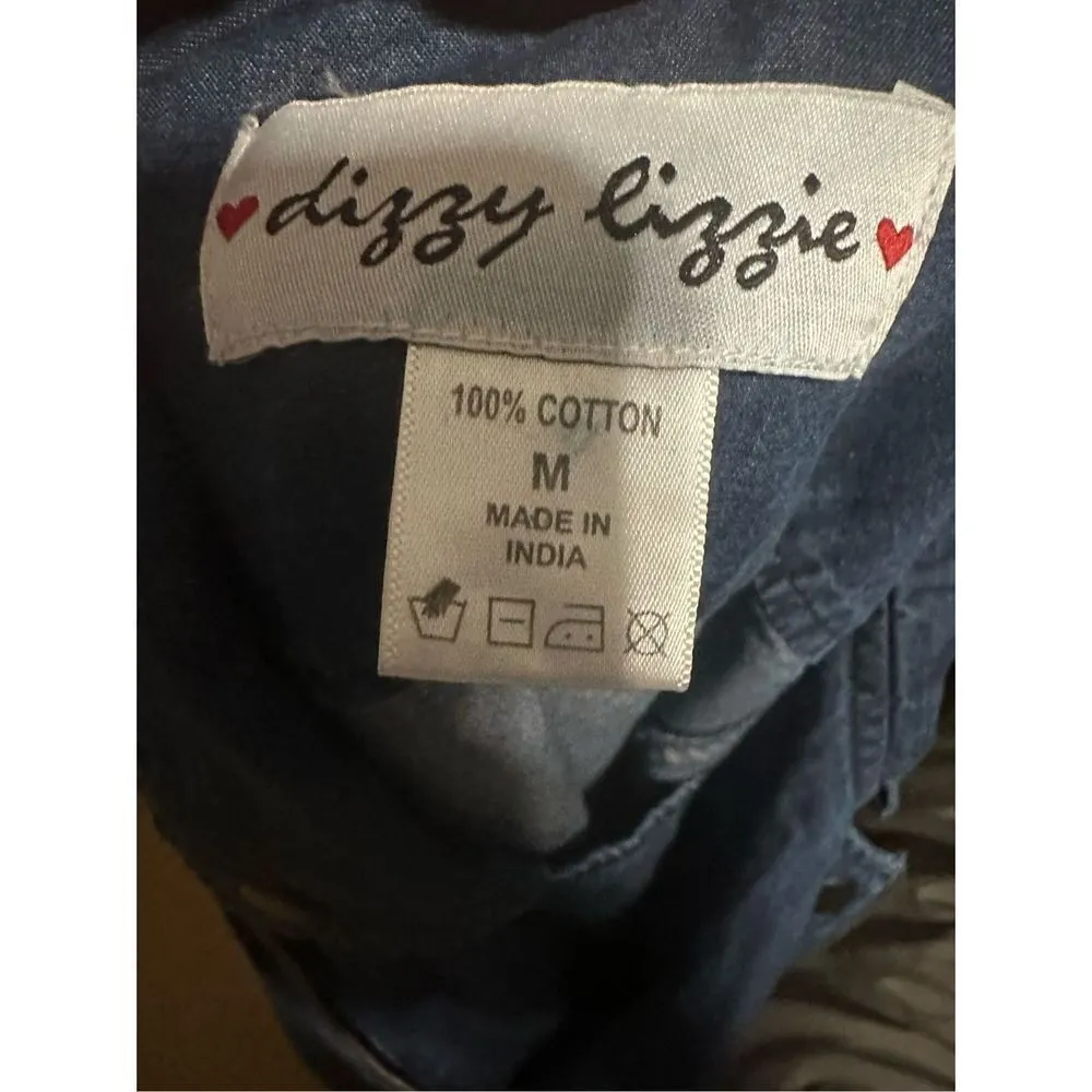 Dizzy Lizzy denim blue style jacket 100% Cotton, functional zippered pockets - Image 6