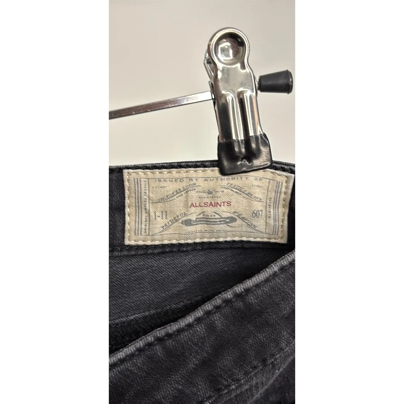 AllSaints Jeans Womens 24 Black Railwashed Track Skinny Ankle Zip - Image 3