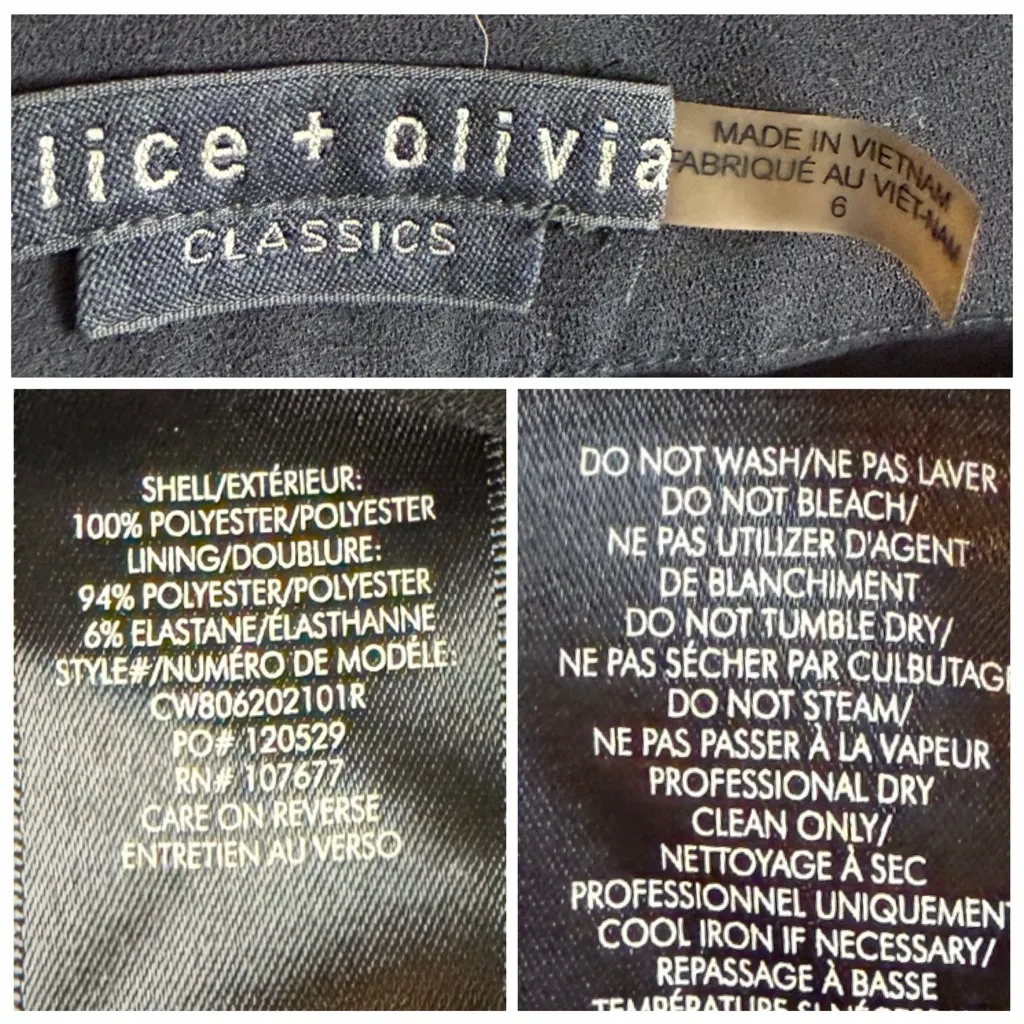 Alice + Olivia Black Tailored Wide Leg High Rise Dress Pants Women’s Size 6 - Image 10