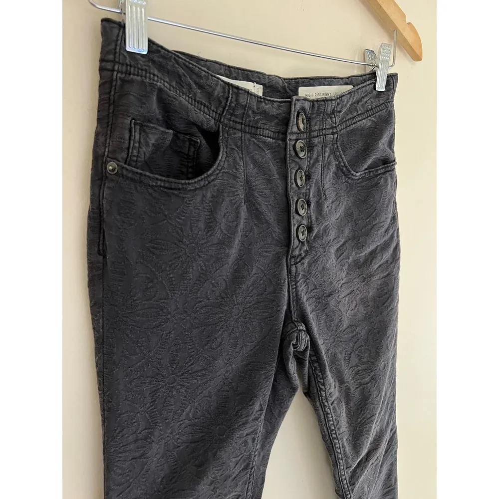 Anthropologie Pilcro High-Rise Skinny Black / Gray Button Up Jeans Size 27 - Image 2