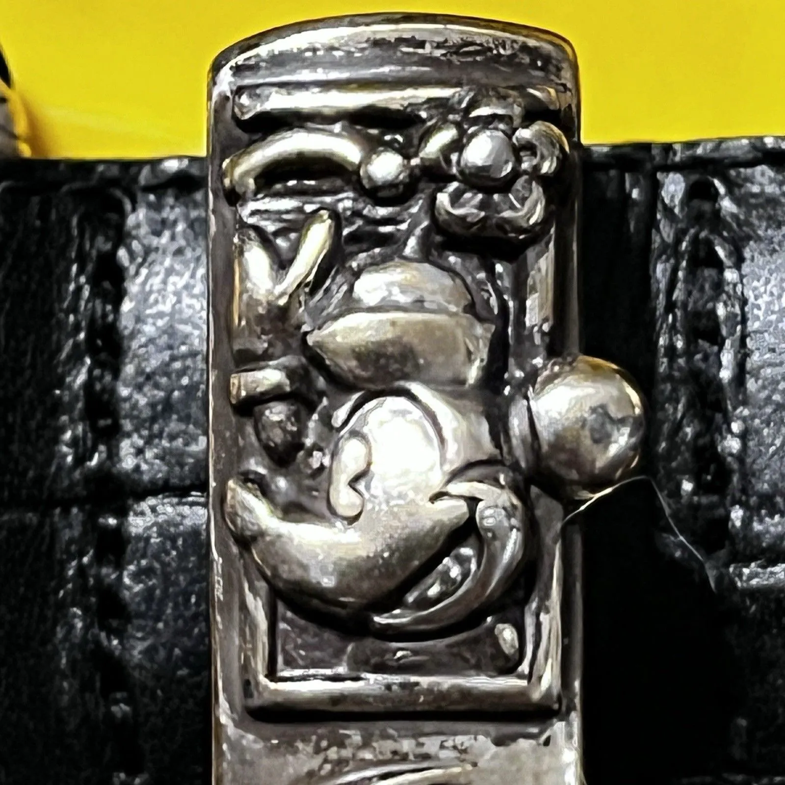 Vtg Brighton Mickey & Co Black Leather Belt 4pc Silver Train Buckle Women's 28 - Image 8