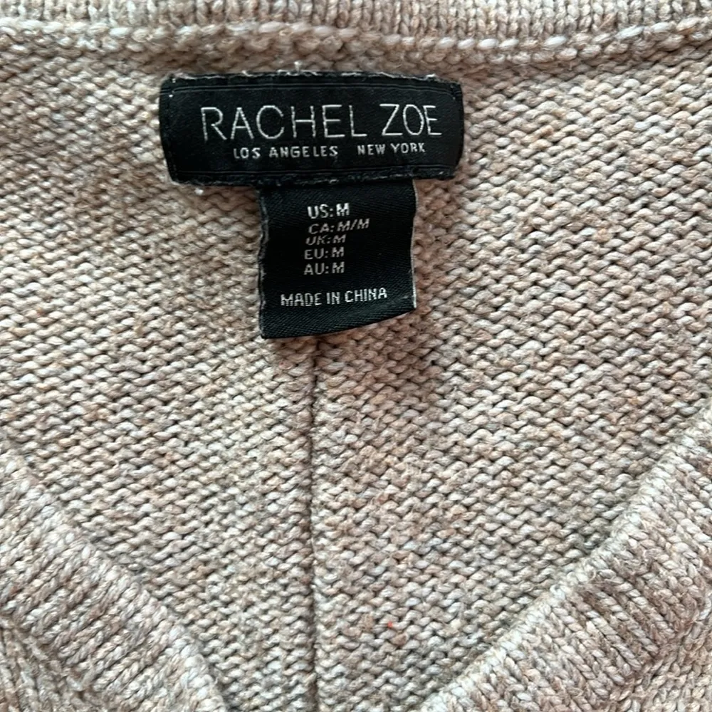 Rachel Zoe womens V Neck Sweater  Beige Cafe Au Lait Exposed Seam Pullov… - Image 3