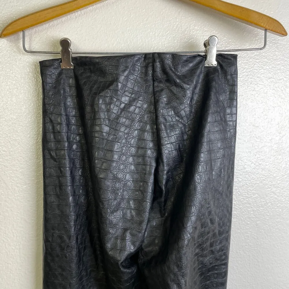 Commando Faux Leather Leggings Medium Black Womens Croc Embossed Compression - Image 5