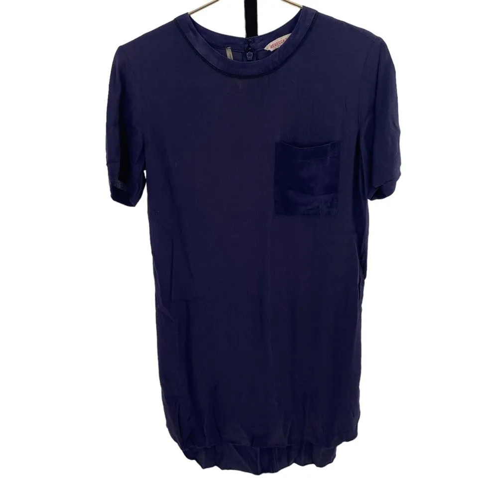 Rebecca Taylor Dark Blue Silk Pocket Tee Shirt Dress‎ Size 4 Silk - Image 6