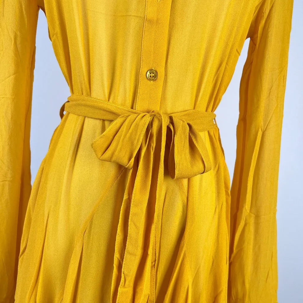 NWOT Farm Rio Irregular Ruffles Mini Shirt Dress Long Sleeve Size M Belt Tie - Image 6