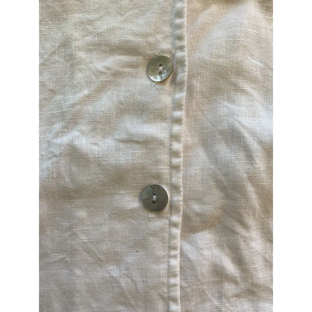 Heaven Blouse Women's Linen Top XL Short Sleeve White Button‎ Minimalist Capsule - Image 8