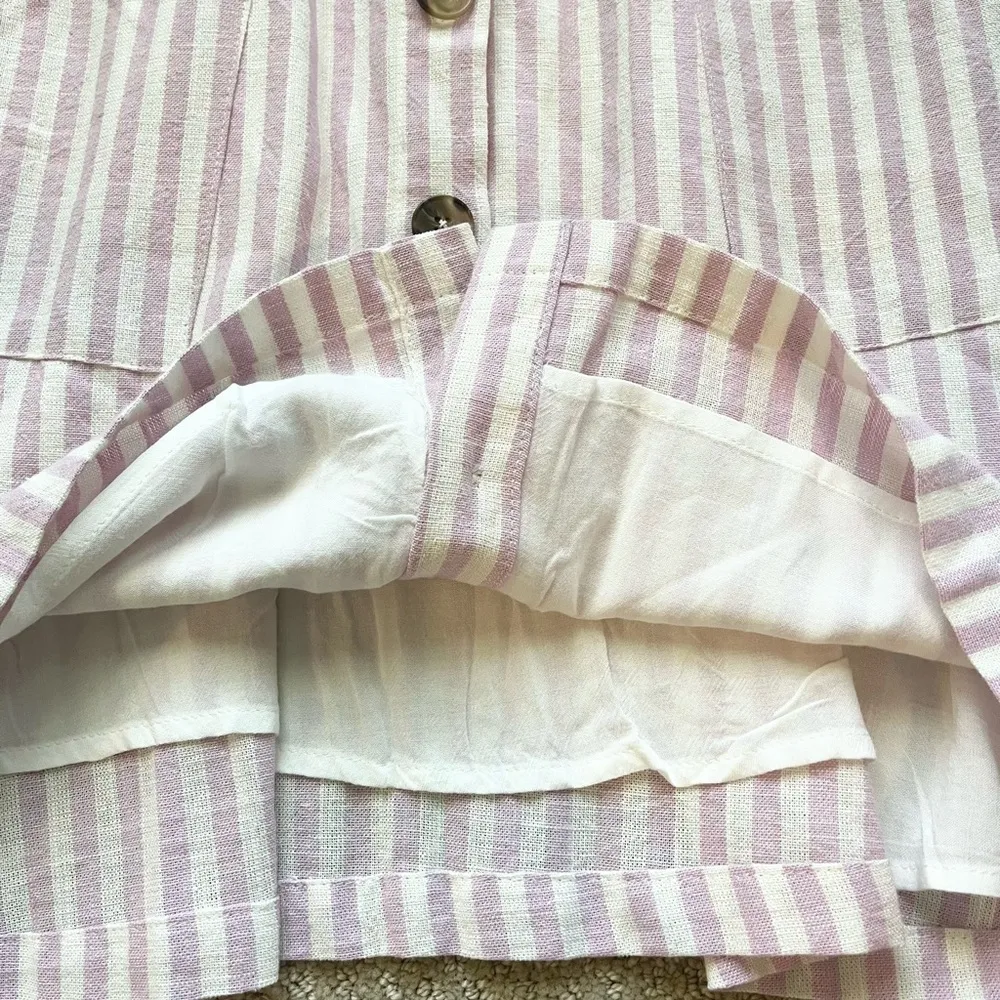 Brand New Lulu’s On The Pier Lavender & White Striped Button Front Mini Dress - Image 9