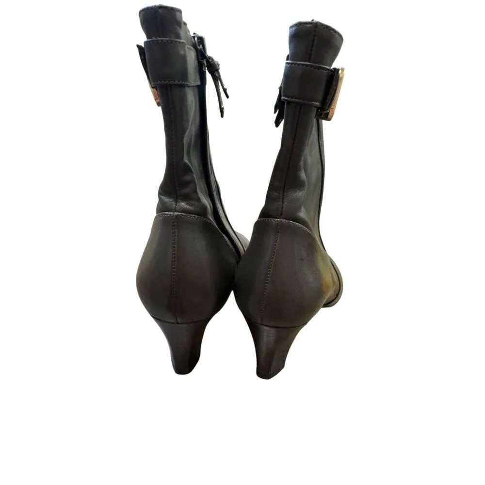 Cole Haan Womens Gray Leather Heeled Ankle Boots Size 7B SKU 6868 - Image 6