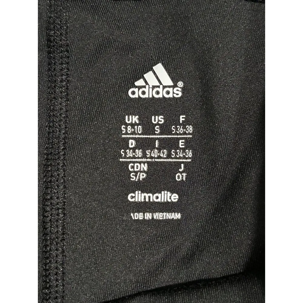 Adidas Black &‎ Pink/Purple Striped Band Waist Flare Leggings Size S (8-10) Logo - Image 6