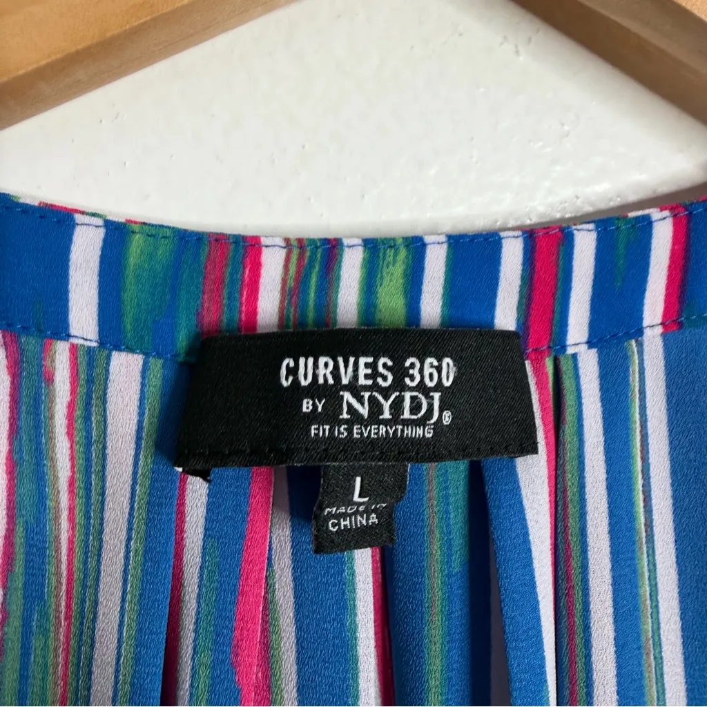 Curves 360 NYDJ Multicolor Striped Long Sleeve Blouse Large Semi Sheer Workwear - Image 3