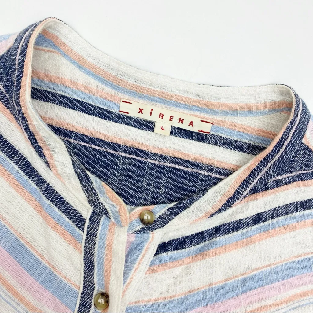 Xirena Emersyn Cotton Dress Horizon Multi Stripes Beach Coastal Mini Blue Size L - Image 11