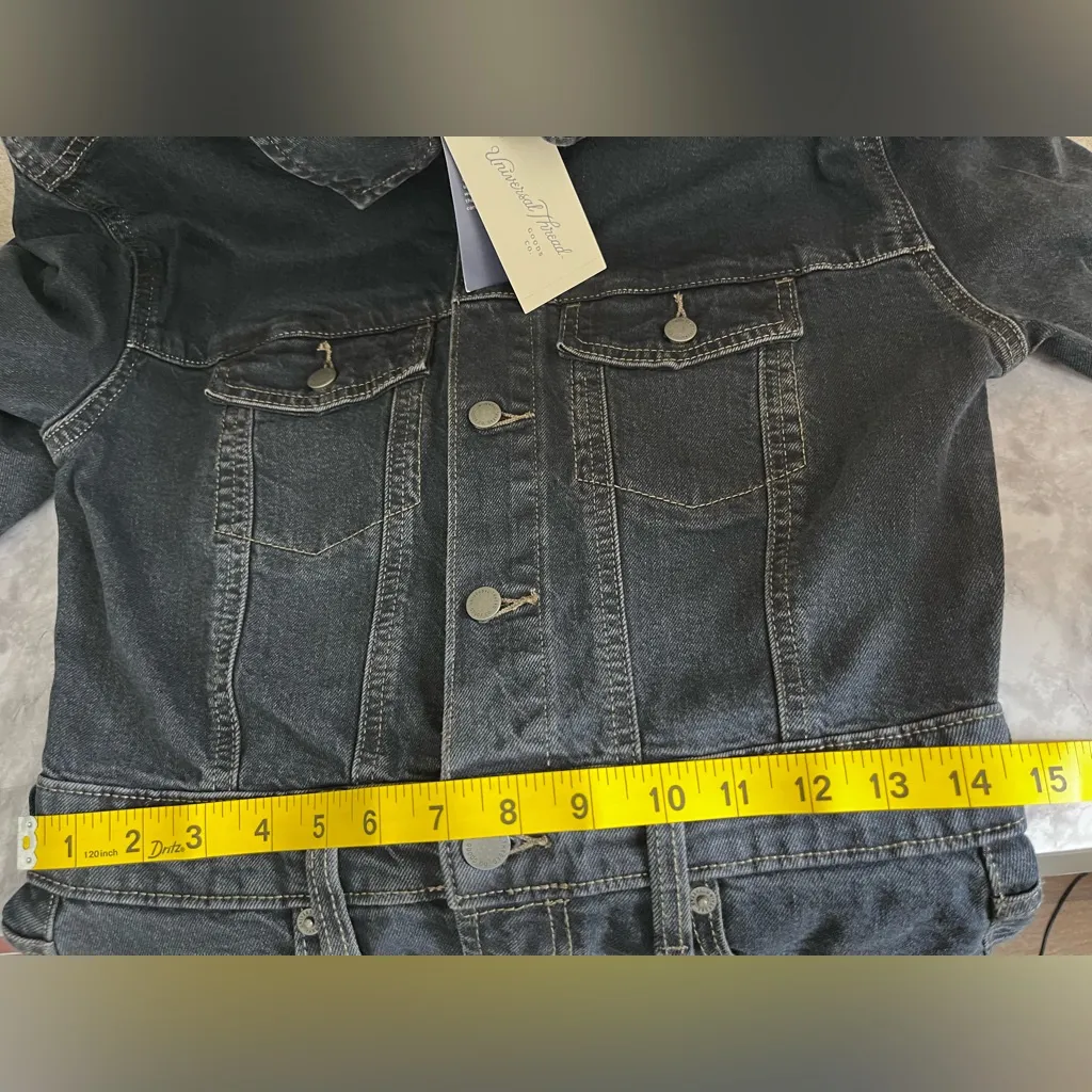 New Universal Thread Denim Jumpsuit Dress Skirt Romper Thick Dark Long Sleeve - Image 14