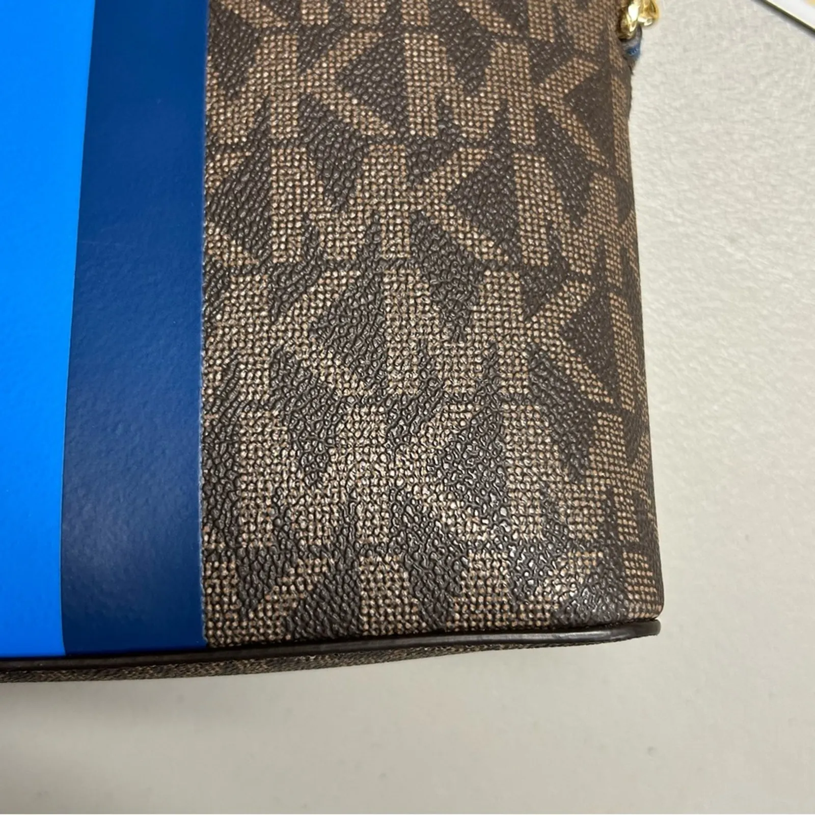 Michael Kors Crossbody Purse Cindy Dome Blue Center Stripe Brown MK Logo Bag NWT - Image 4