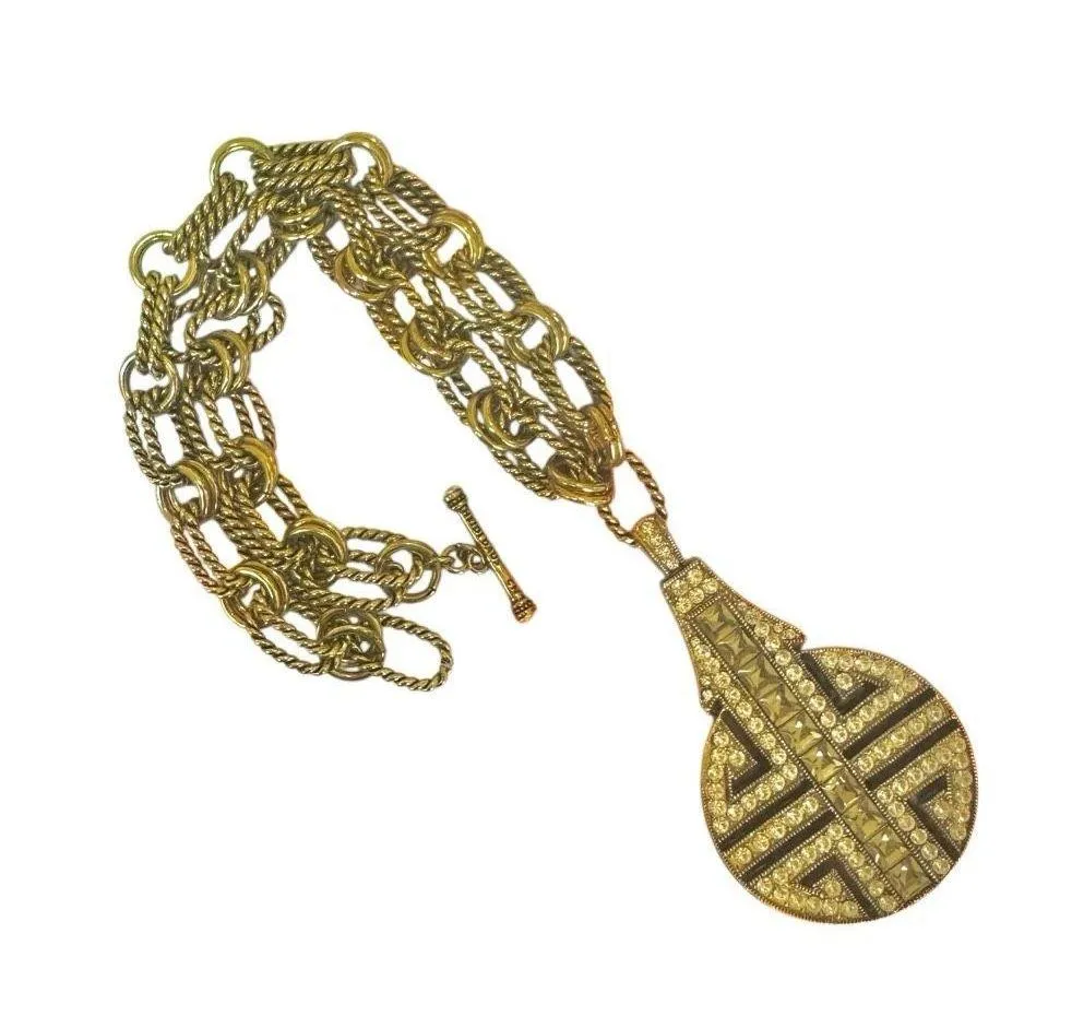Heidi Daus “Chinoise Chic” Reversible Pendant Necklace – Swarovski Crystals & Bo Gold - Image 9