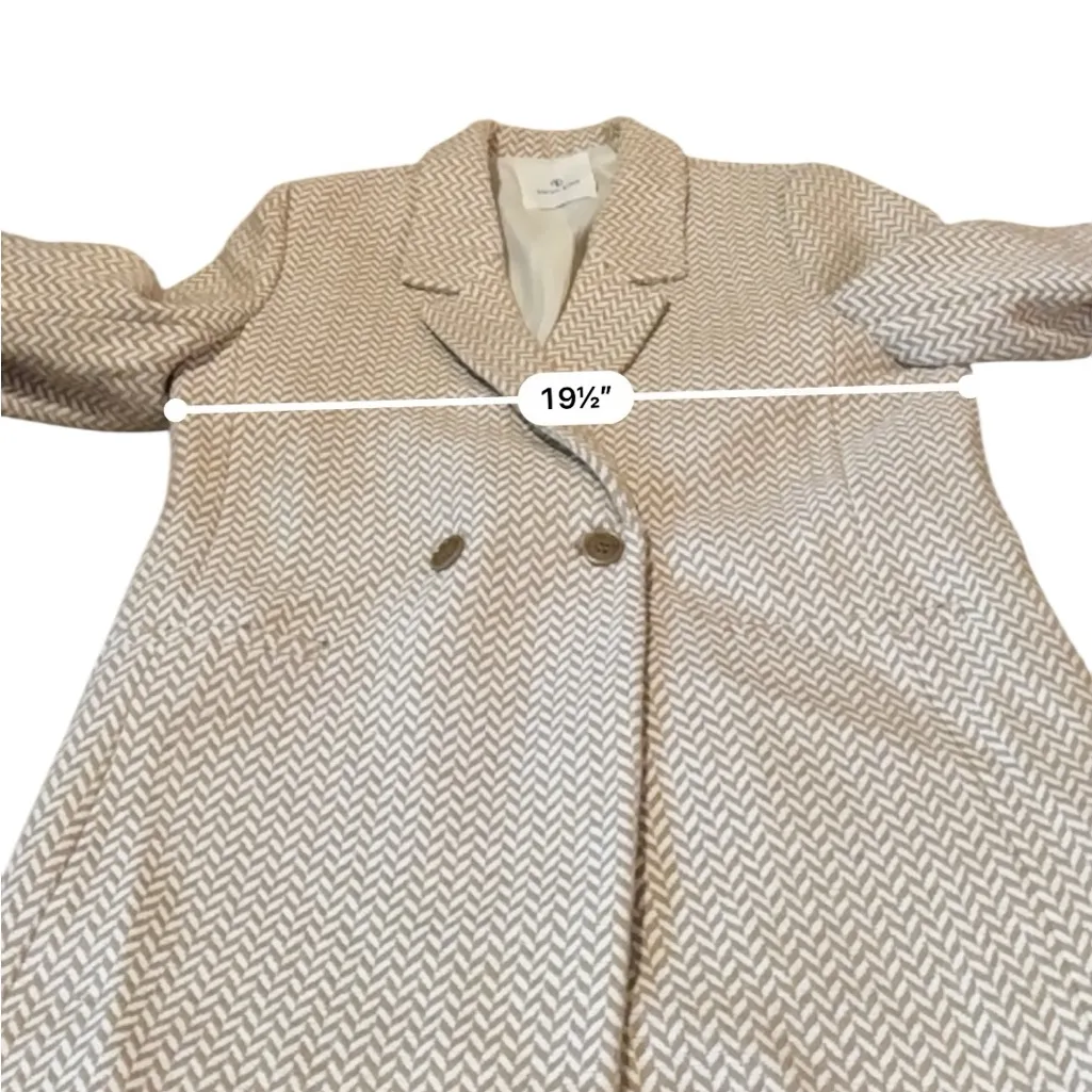 Anine Bing Tweed Herringbone Blazer Women’s Size Medium Tan Cream Double Breast - Image 11