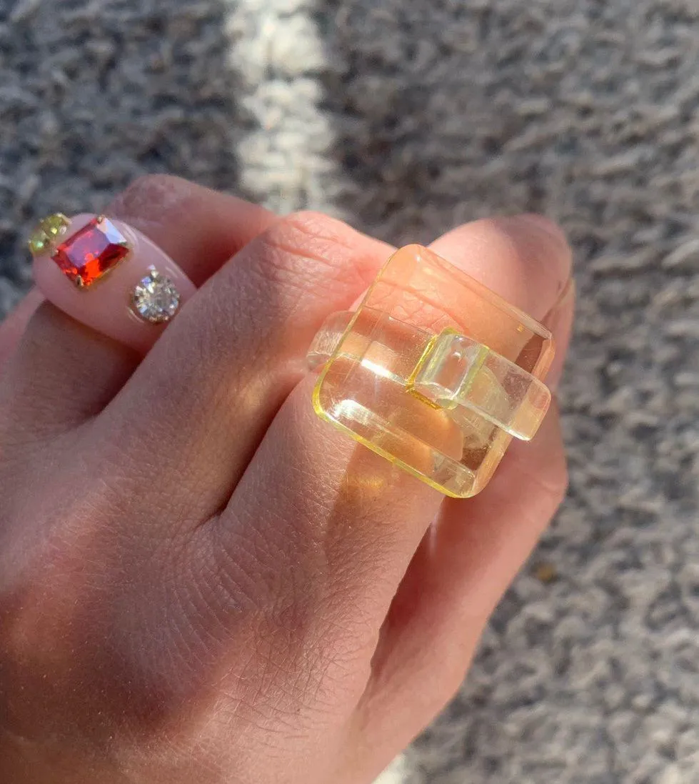Cute ring Yellow ring arcylic ring ring lovely ring y2k ring 2000s ring - Image 4