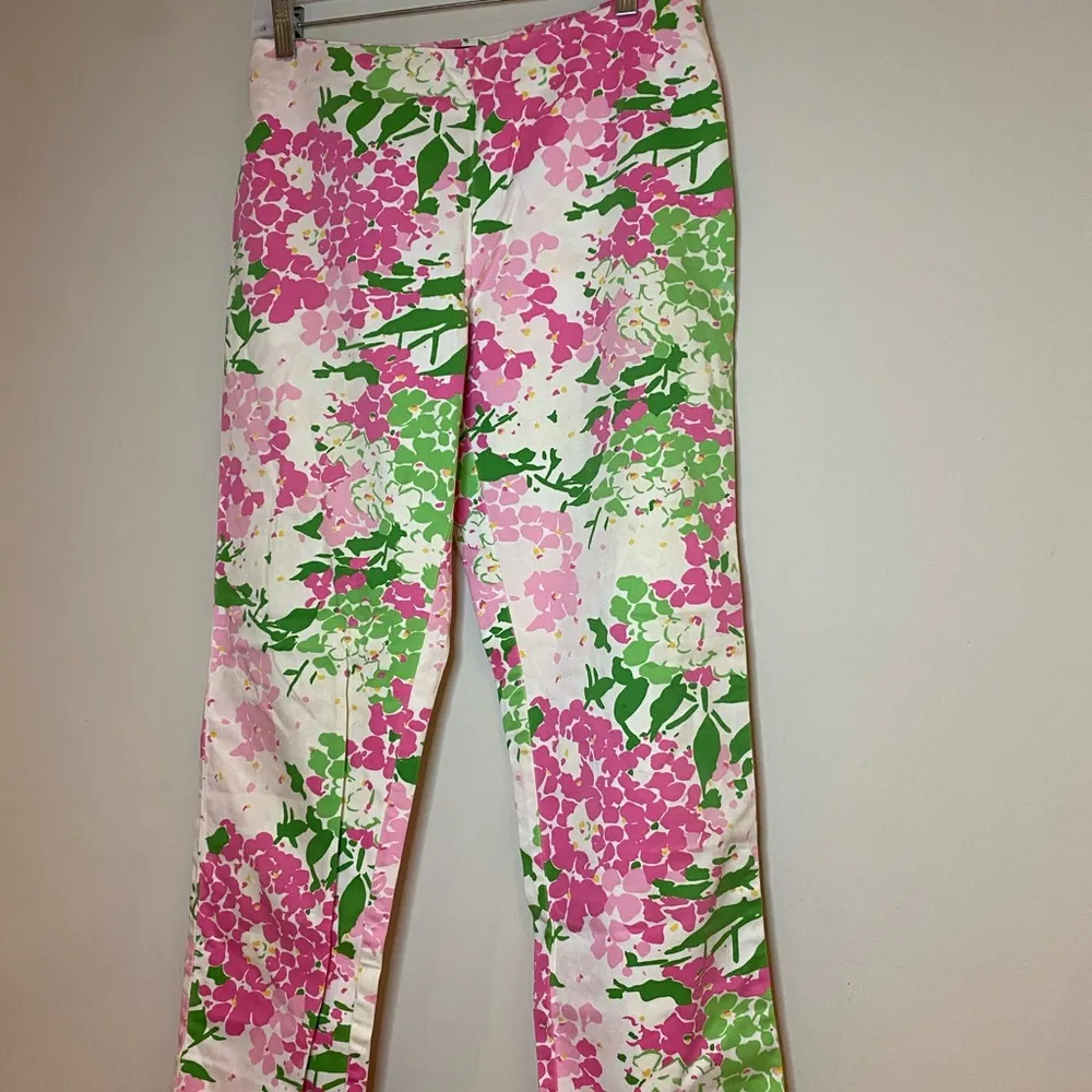 Ralph Lauren Lauren  Pink Green Floral Preppy Cotton Pants Size 4 - Image 6