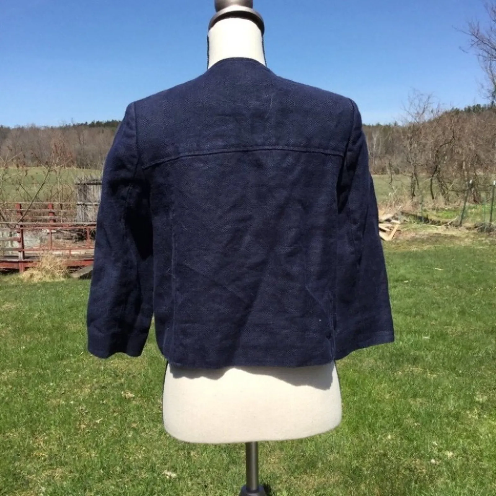 Lauren Ralph Lauren Sz 8 Petite Dark  Navy Blue Button Blazer 8p Career Work - Image 4