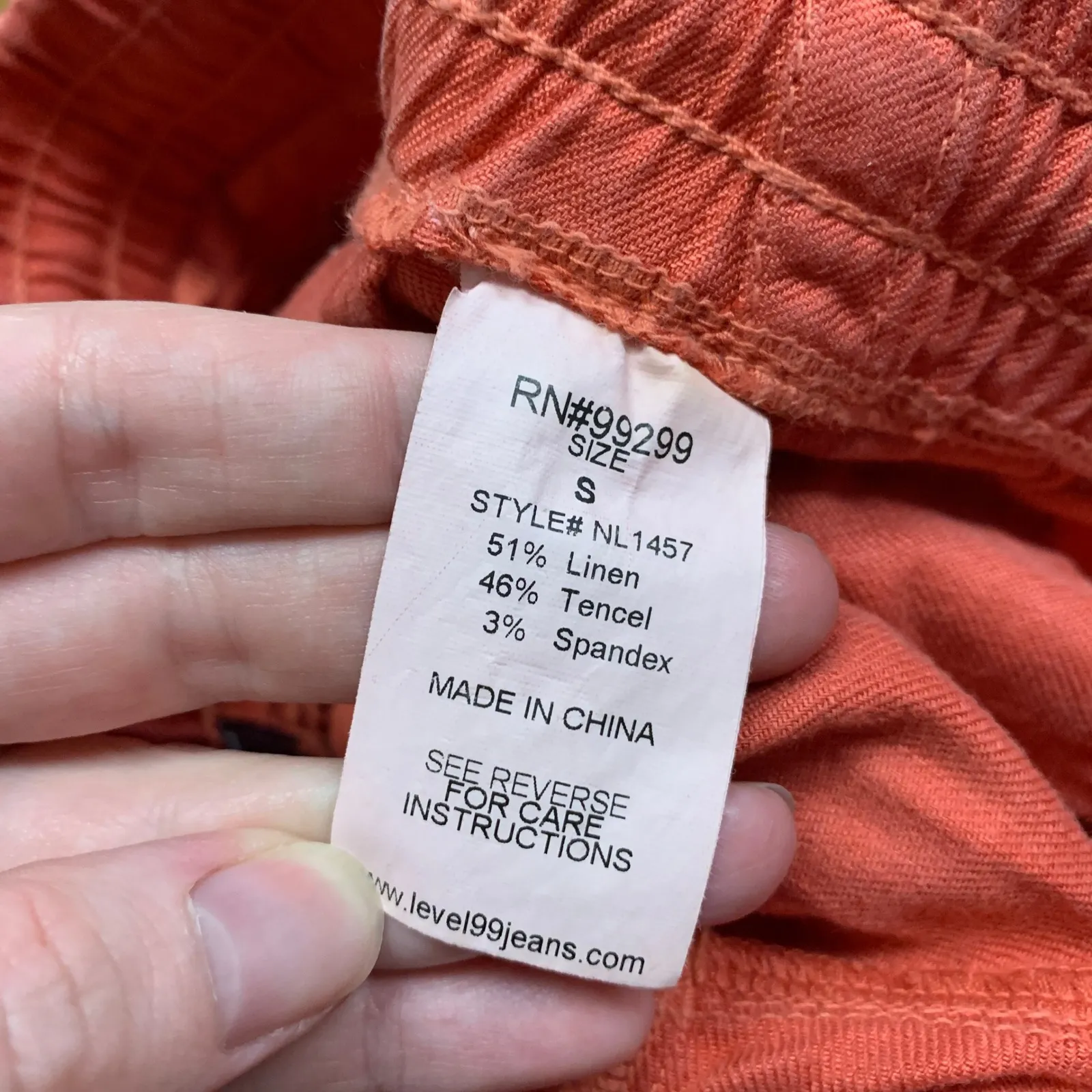 Level‎ 99 Womens Shorts Size Small Coral Linen Blend Drawstring Pockets Casual Red - Image 5