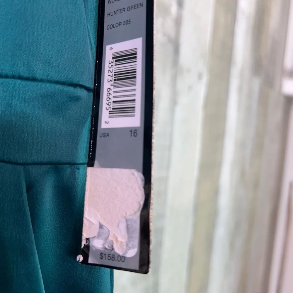 Tahari ASL Size 16 Hunter Green Tie Neck V - Image 9