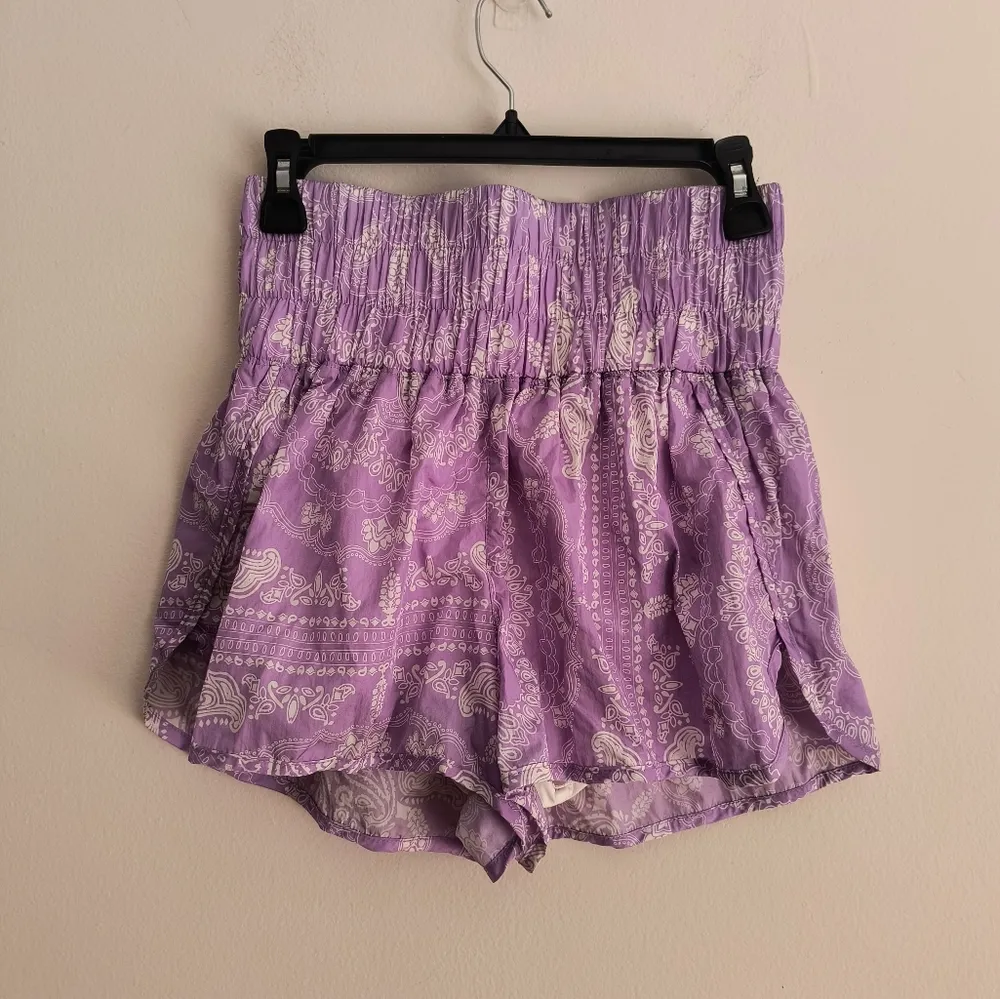 Free People Movement Lavender The Way Home  Paisley Athletic Shorts Medium - Image 2