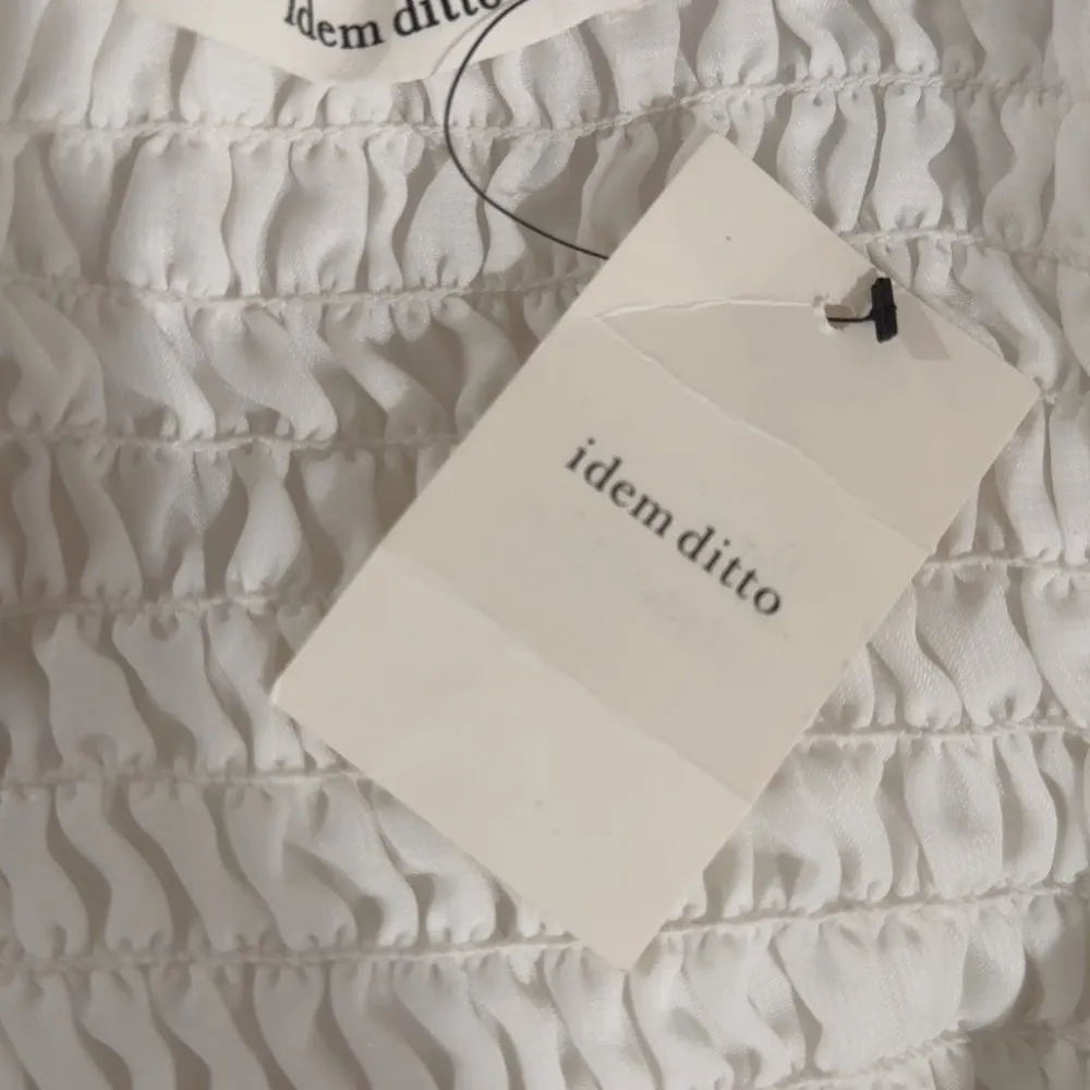 Idem Ditto Women's White Puff Sleeves Smocking Mini Dress Size S - Image 5