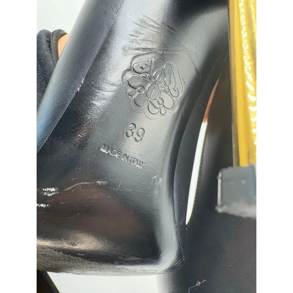 Alexander McQueen Black & Gold Studded Pointed Toe stiletto Pumps IT 39 - Image 12