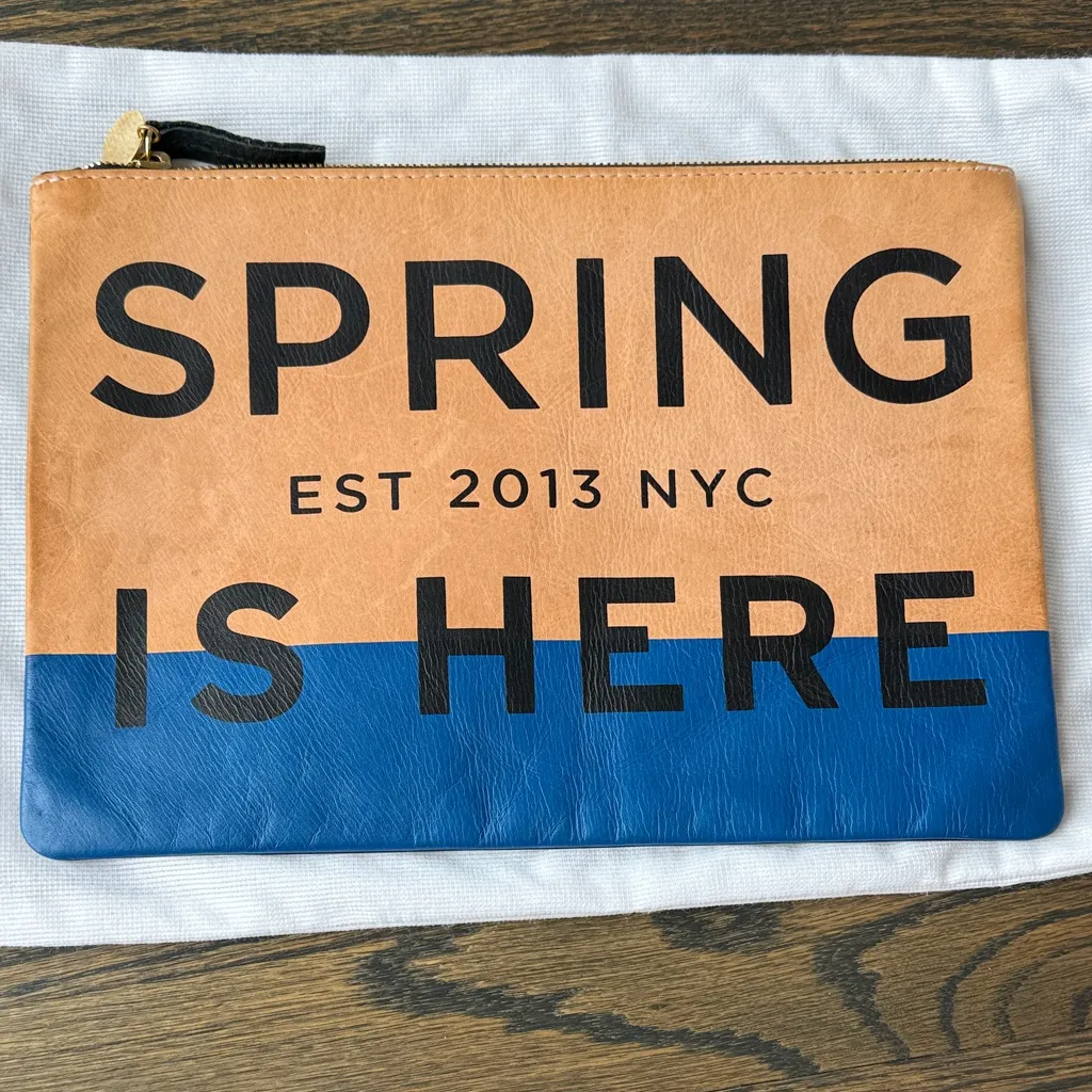 Clare V Spring Is Here Flat Pouch EUC RARE!! Blue - Image 9