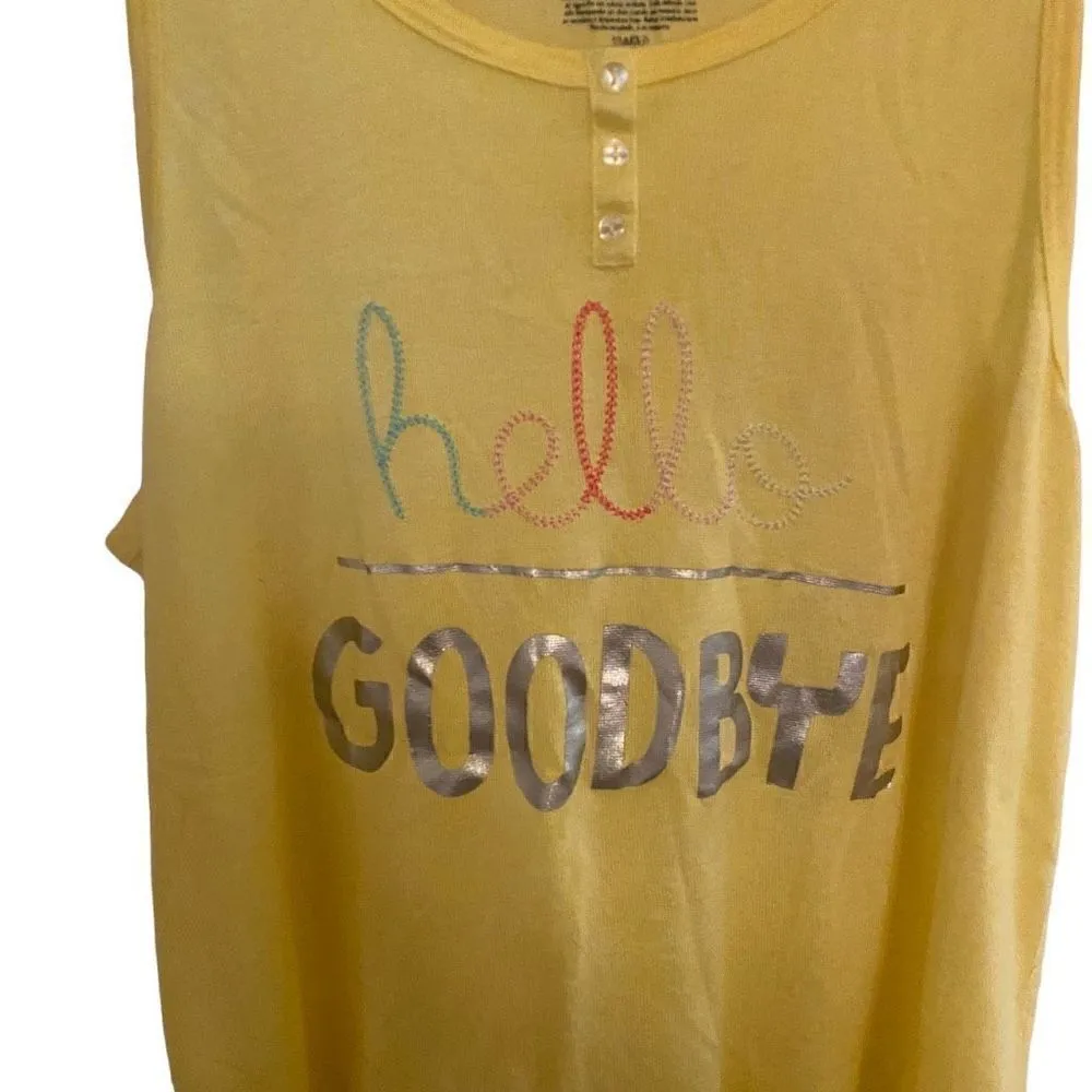 Secret Treasures Hello Goodbye Yellow Tank sleep shirt Medium - Image 4