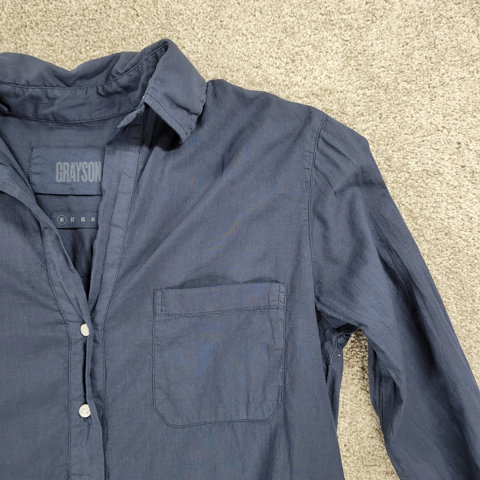 Grayson Changemaker Shirt Dress Womens XS Blue‎ Long Sleeve Cotton A - Image 13