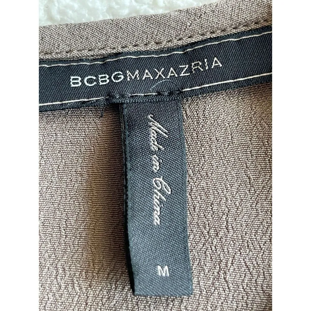 Bcbgmaxazria Rosetta Shift Dress Womens Size M Brown Elbow Sleeve Cutout Keyhole - Image 4