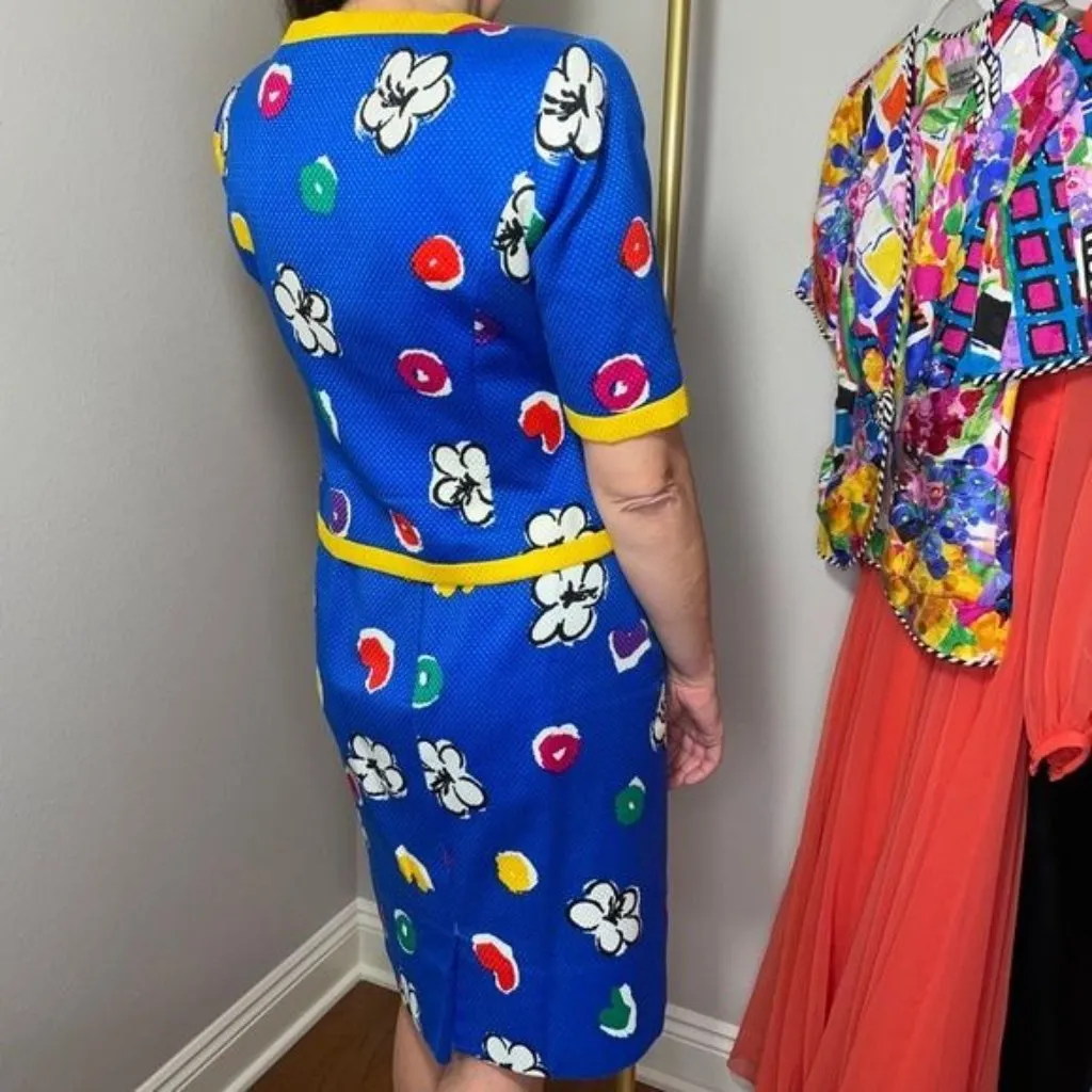 Vintage Carlisle Skirt Set Size 8 Blazer and Pencil Skirt in Bold Floral Print - Image 4