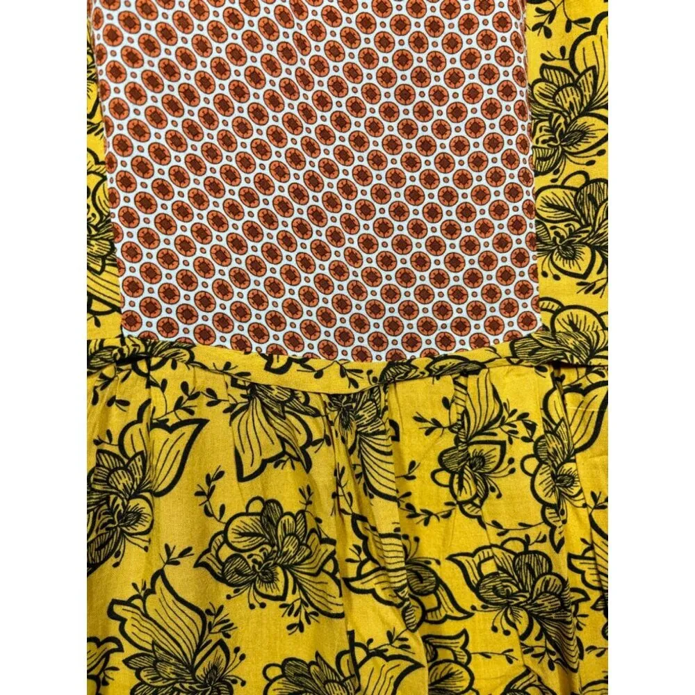 Esley Women's Mixed Floral Geometric Print Dress‎ Size S Yellow Black Red Mini - Image 2