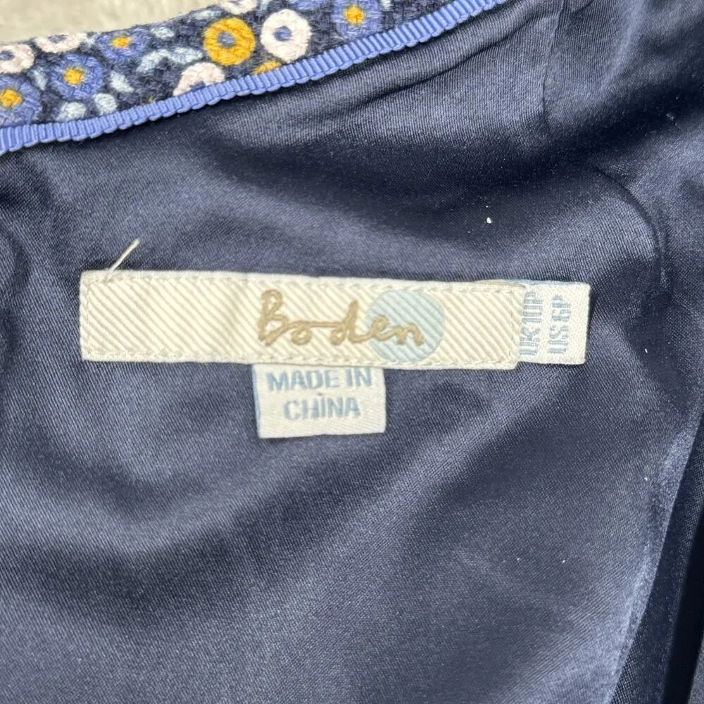 Boden Dress Women 6 Petite Blue Yellow Geometric Martha Sheath Dress Retro Style Size 6P - Image 7