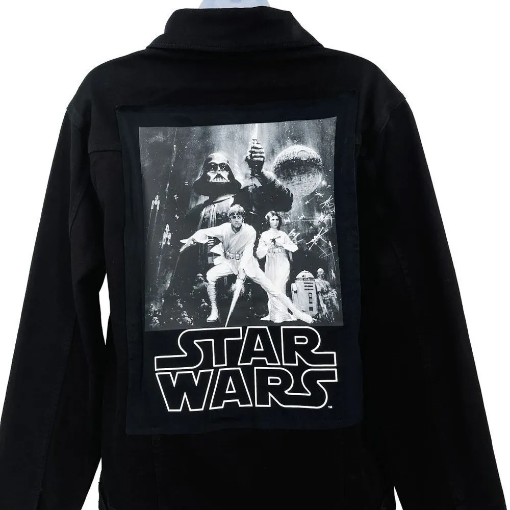 NEW Star Wars Our Universe Disney Parks Denim Jean Jacket Coat Unisex Black - Image 4