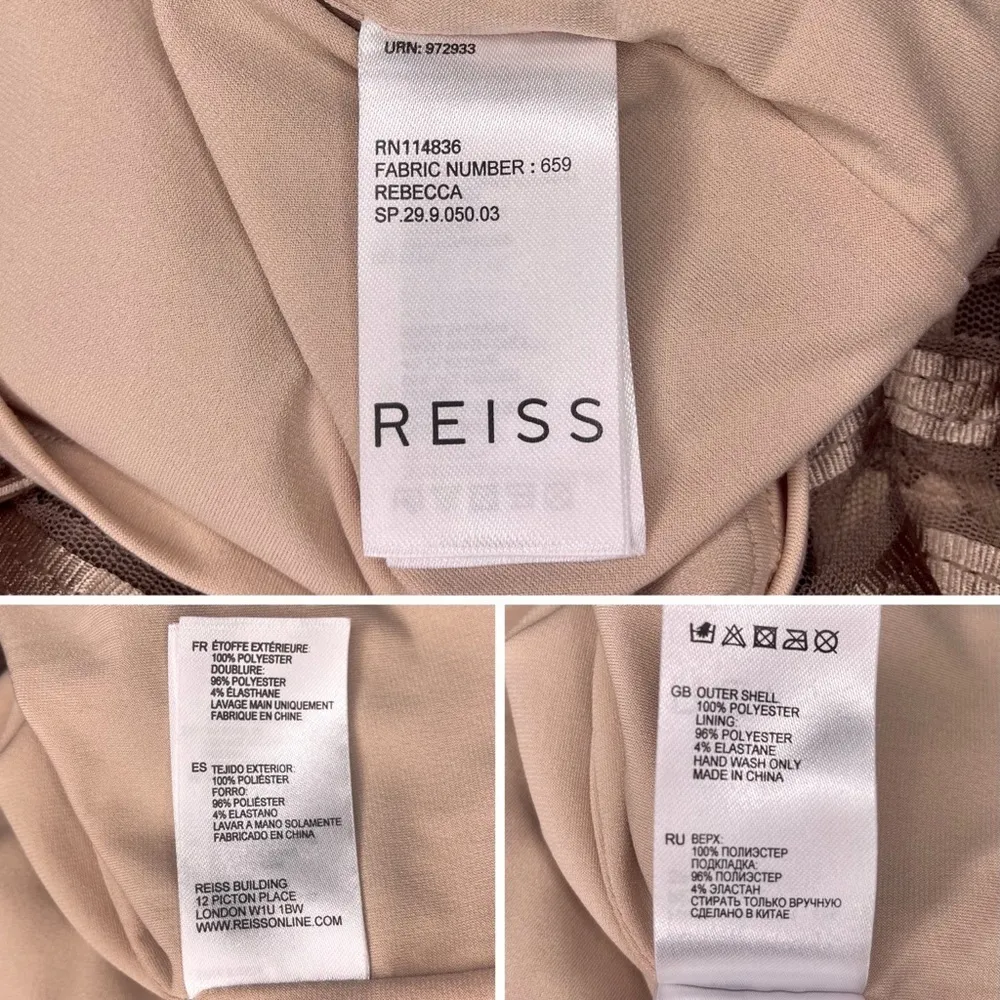 REISS Rebecca Bodycon Sheath Dress Mink Metallic Stripe 8 Medium - Image 8