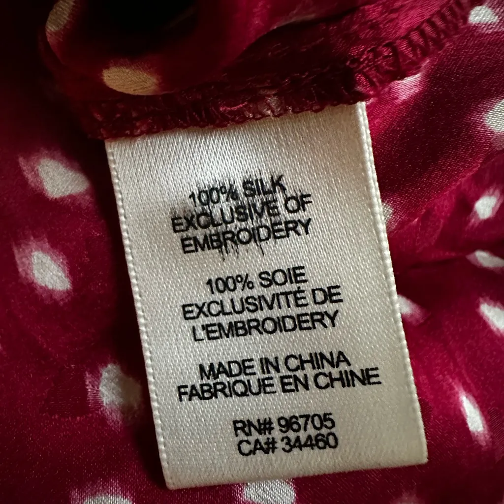 Rebecca Taylor 3D Applique Red Floral Heart Top 100% Silk Size 2 Valentines Love - Image 9