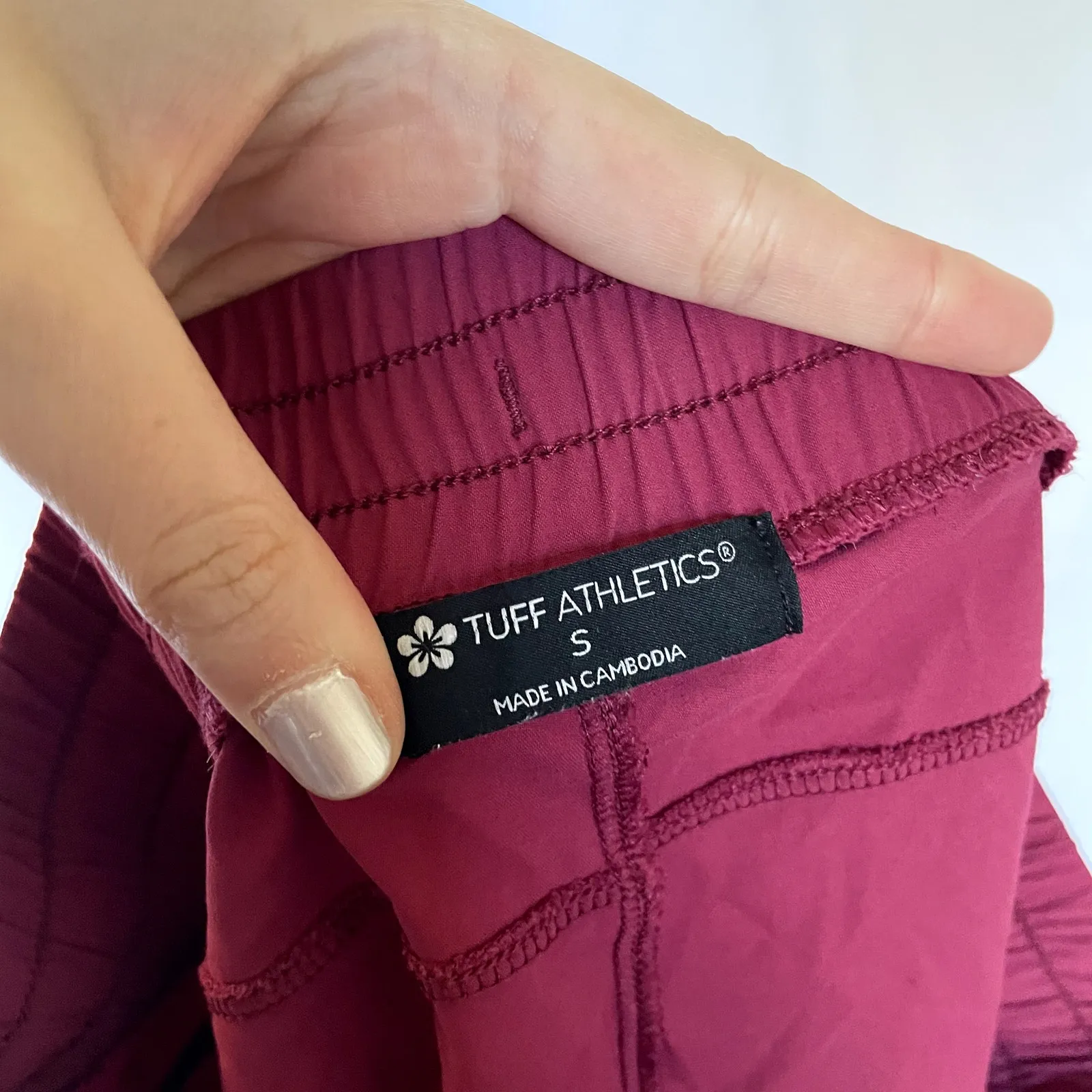 Tuff Athletics deep pink elastic waist athletic shorts pockets women's small - Image 6