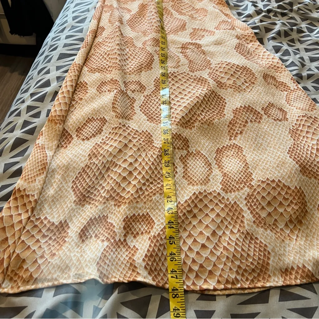 AKA New York Silk Snake Print Tan Brown Strapless Ruffle Layered‎ Maxi Dress XS - Image 13