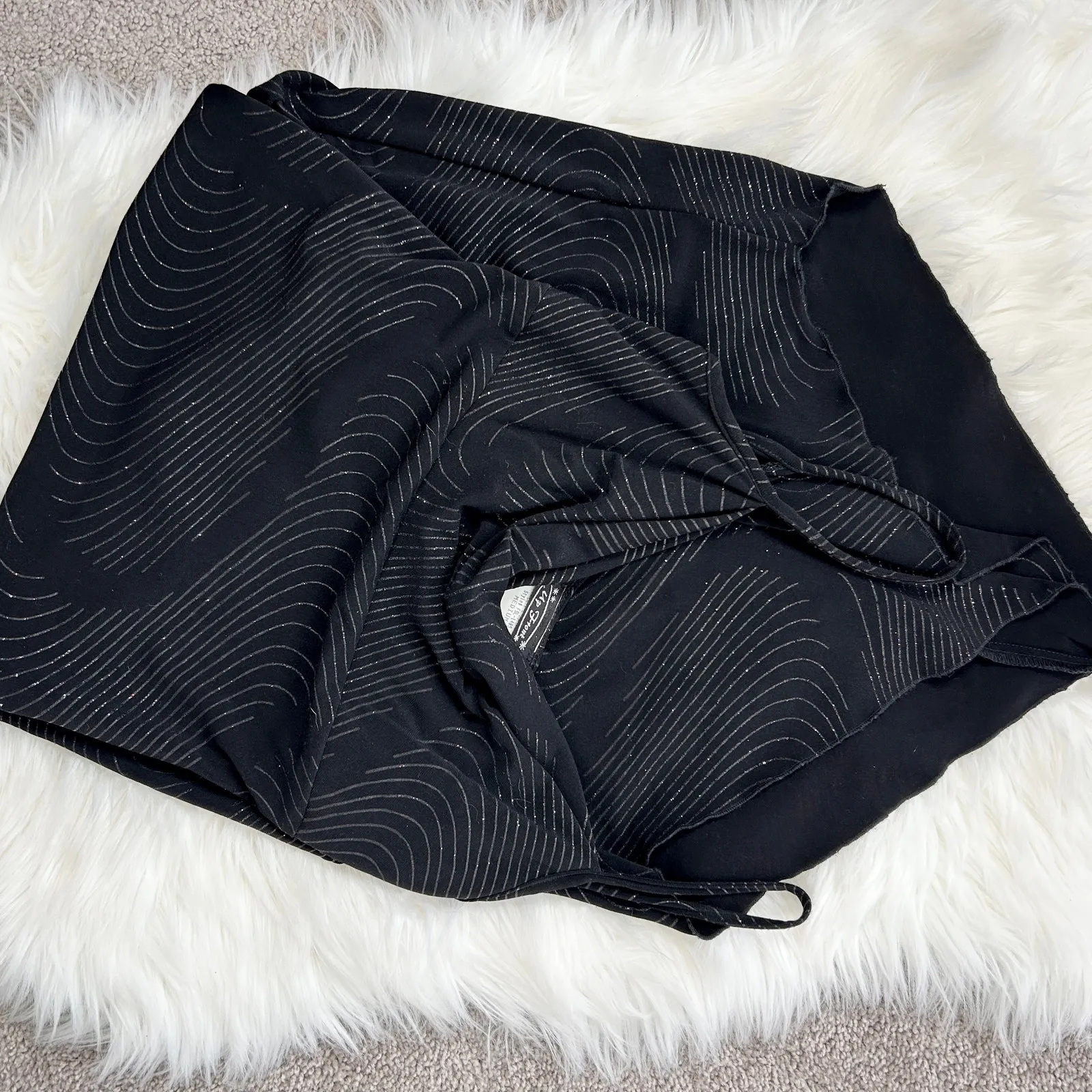 UP FRONT Vintage Y2K Dress Womens Size Medium Whimsigoth Sparkly Asymmetrical Black - Image 3