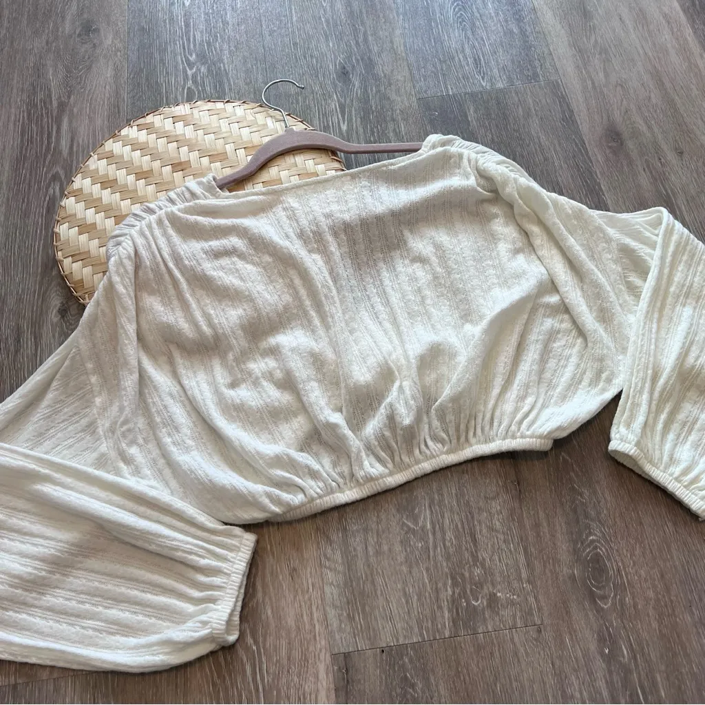 Vintage Havana ‎ white beach boho long sleeve cropped top - Image 6