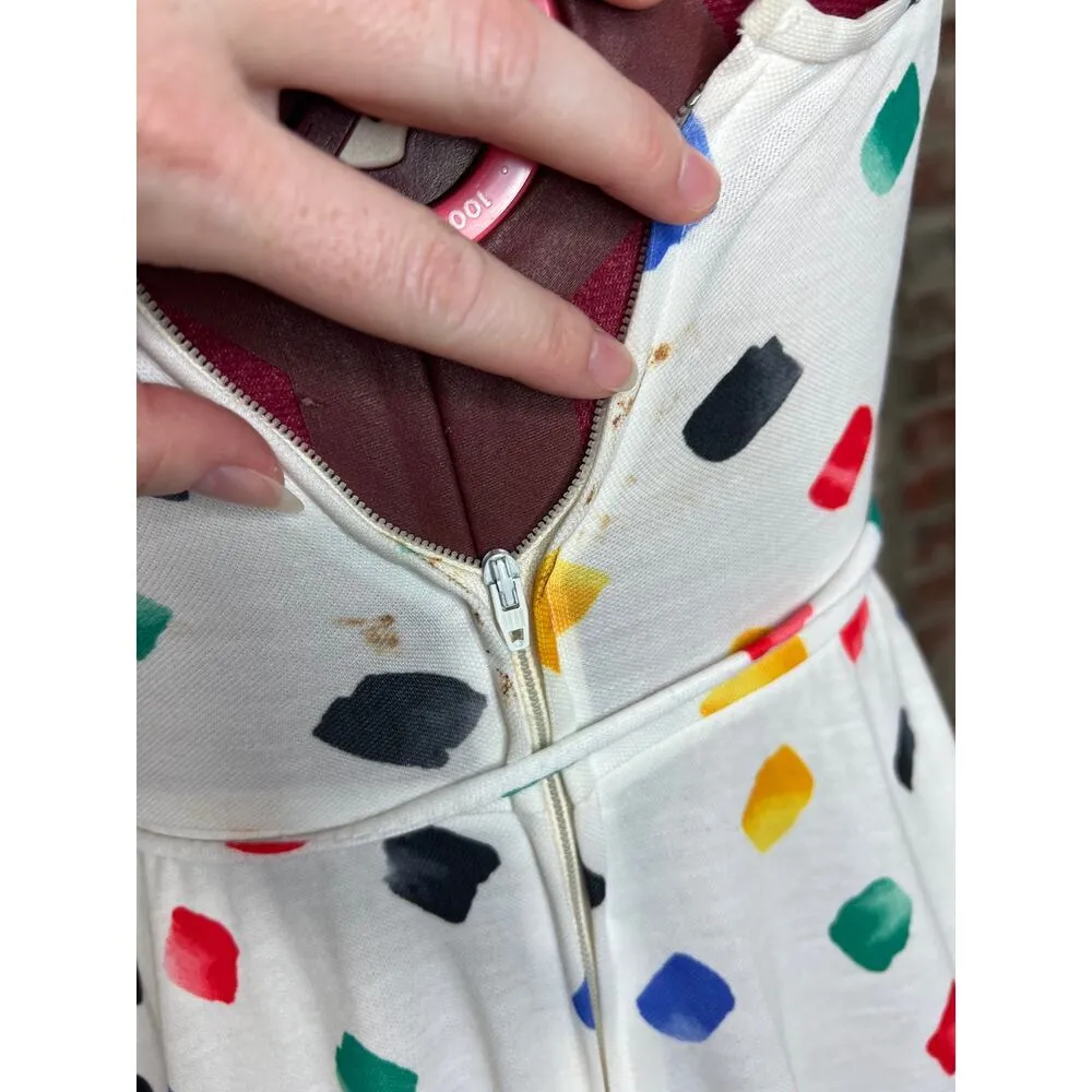 slip dress primary spots white red blue yellow vintage 1970s Size XS - Image 12