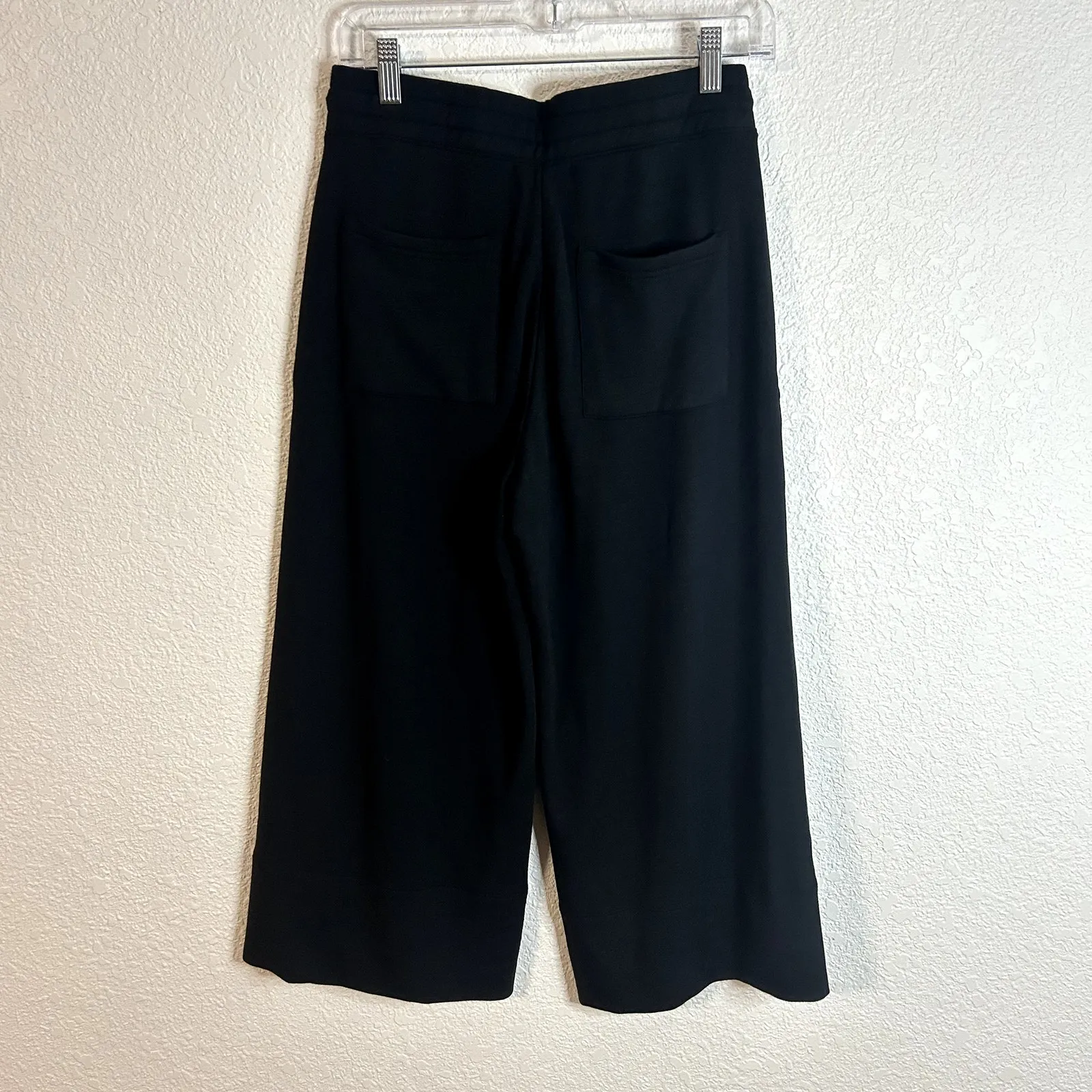 Quince SuperSoft Fleece Cropped Wide Leg Pants Womens Size Small Black NWT - Image 5