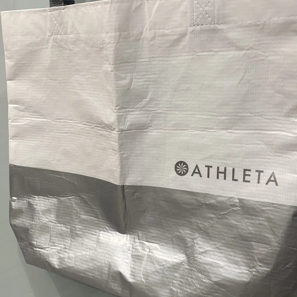 Athleta White Grey Silver Tote Shopping Gift Bag Used - Image 2