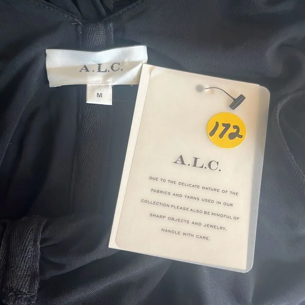 A.L.C. Black Ruched Bodycon Mini Dress Long Sleeve Halter Neck Medium $495 NWT - Image 12